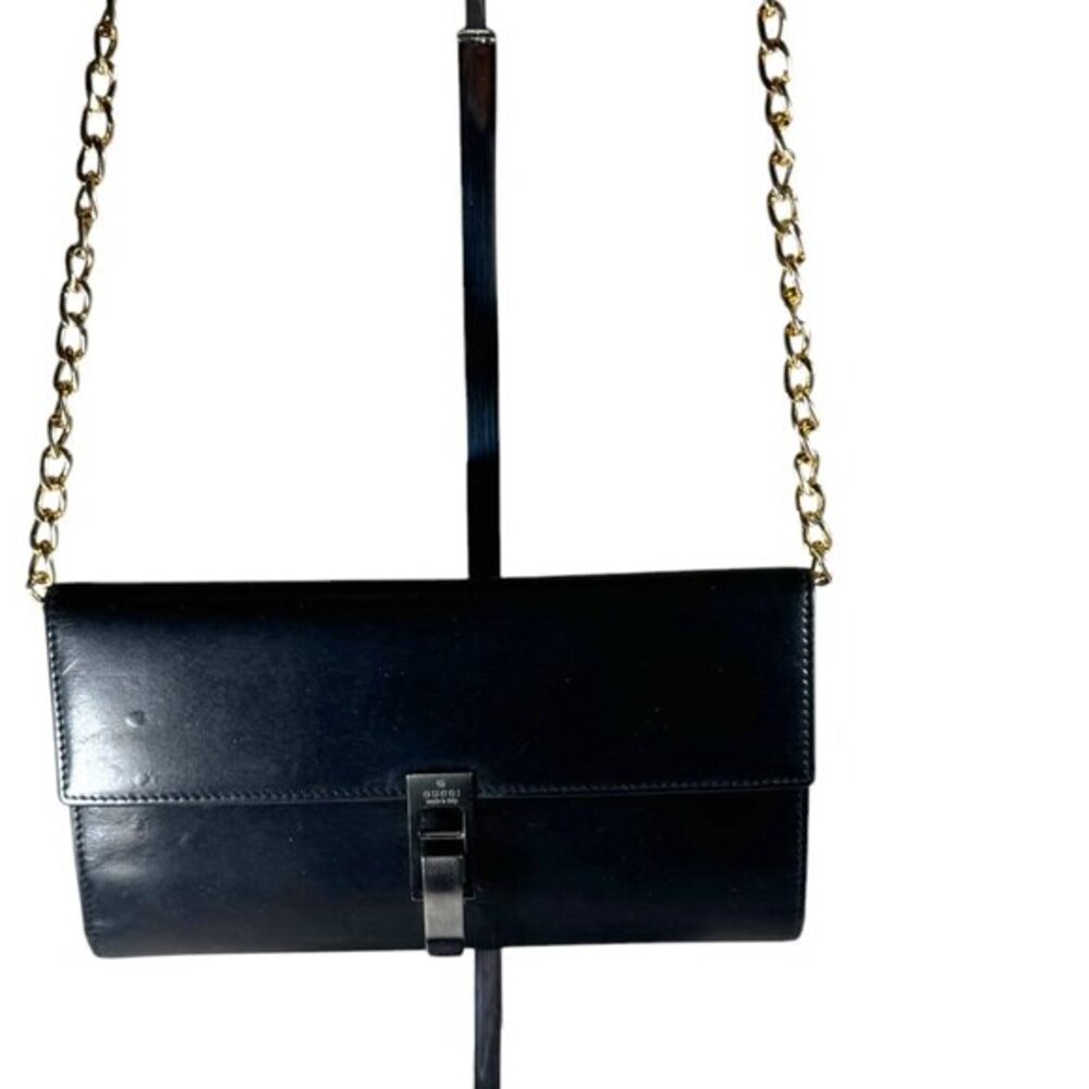 GUCCI IN BLACK LEATHER CONTINENTAL LONG WALLER IN MINT CONDITION
